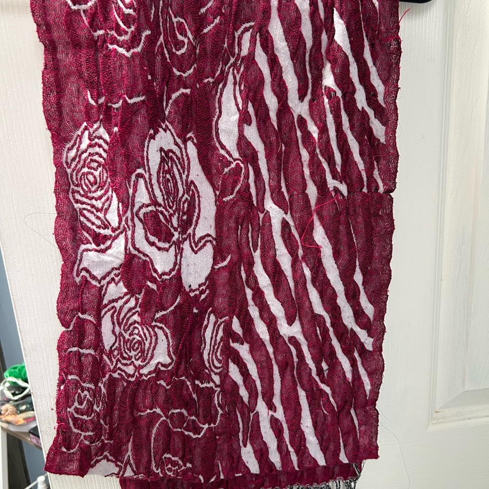 Anthropologie Elegant Burgundy/Pink Floral Scarf